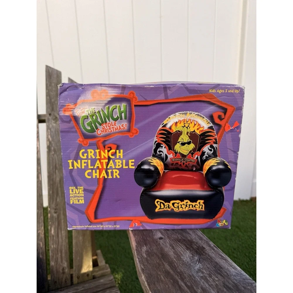 Grinch Inflatable Chair Vintage 2000 Universal 26 W X 25‎ D X 31 NIB VINTAGE